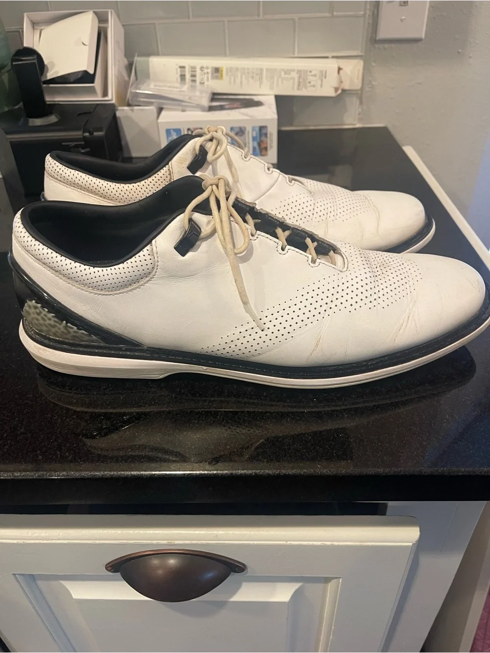 Men's Nike Air Jordan White Leather Lace-Up Golf Shoes